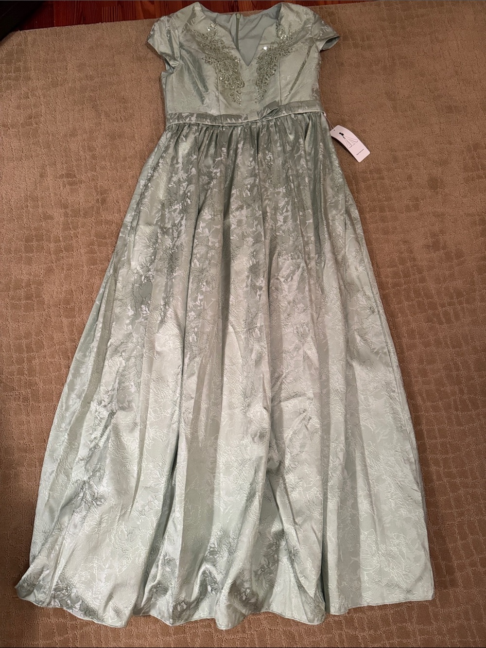 Light Green Woman’s Formal Dress with Embellished Bodice